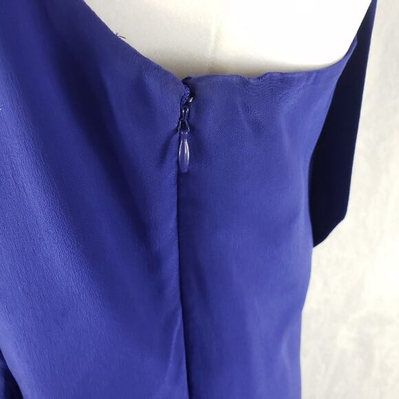 Anthropologie Va Et Vien Halter Dress Women 8 Blue Silk Ruffles Party Racerback - Picture 7 of 11